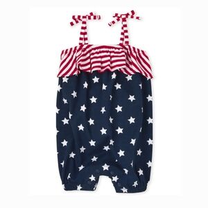 🎉 Baby Girls Americana Stars Romper - White - 3-6 Months - The Children's Place